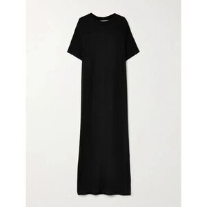 RÓHE Women's Black Short Sleeve Stretch Knit Jersey Maxi Dress Size 38 NWOT